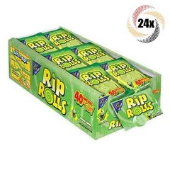 Full Box Rip Rolls Green Apple Flavor Candy, 40 Inches – 1.4oz (Pack of 24)