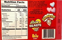 3oz/21ct WARHEADS Sour Hearts Chewy Blue Raspberry+ Watermelon+ Valentine Candy