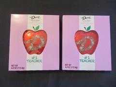 (2) Dove Silky Smooth Solid Milk Chocolate Apples #1 Teacher 4 Oz Each *O