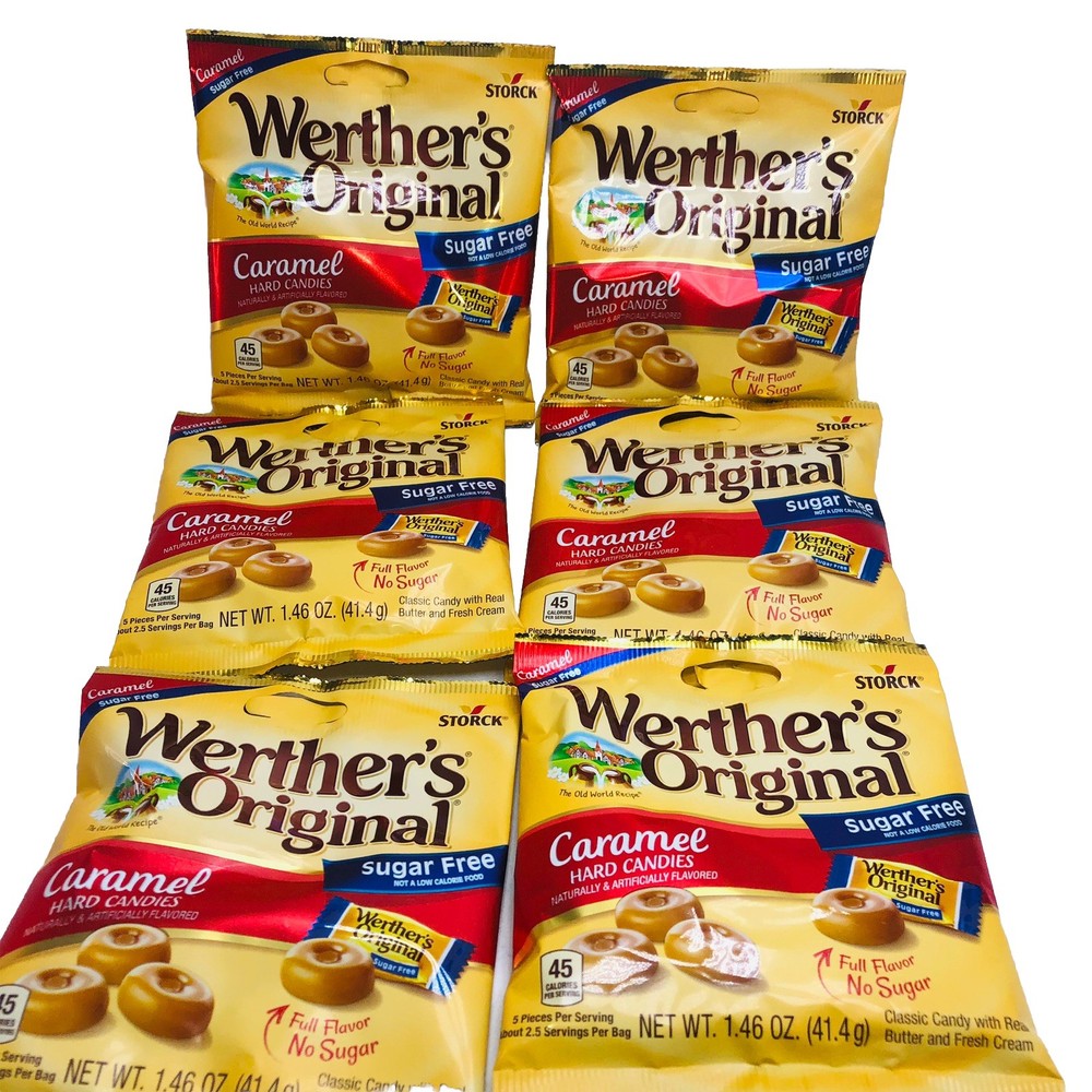 Werther’s Original Sugar Free Assorted Caramel Hard Candies 6 BAGS ( SUGAR FREE