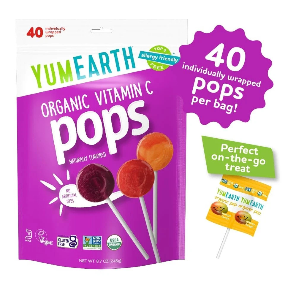 YumEarth Organic Vitamin C Pops Variety Pack, 40 Count (Pack of 1), Assorted