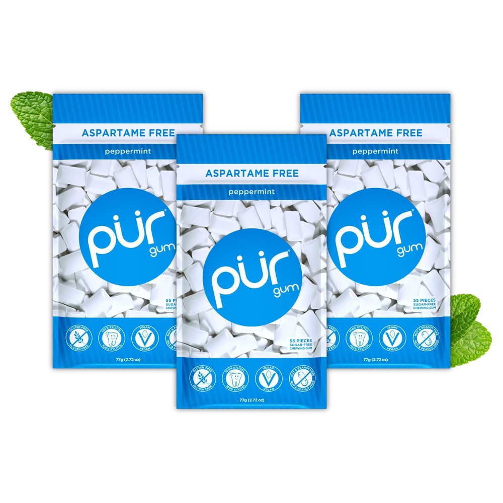 Pur Gum | Aspartame Free Chewing Gum | 100% Xylitol | Natural Peppermi
