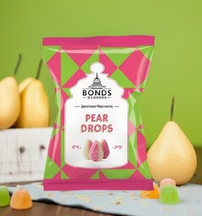 Original Bonds London Pear Drops Bag Sugar 5.3 Ounce (Pack of 1), Yellow,Pink