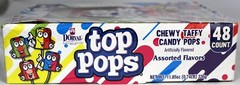 Dorval Top Pops Chewy Taffy Candy Lollipops 48 Count Box Assorted Fruit Flavors