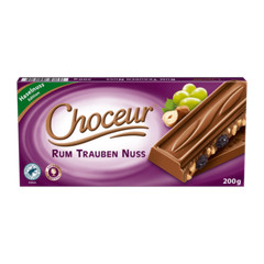 2 x 200g german CHOCEUR chocolate with Jamaica Rum Raisin Nut NEW from Germany