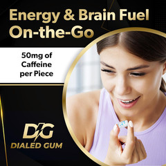 Dialed Energy Caffeine Gum 112Pc 50Mg Sugar Free Nootropic Mint Focus