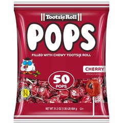 Tootsie Pops Cherry Flavored Lollipops with Delicious Chocolatey Center 50 Count