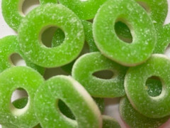 SOUR APPLE Flavored Chewy Gummy/Gummi Rings – Bulk Candy- ONE Pound