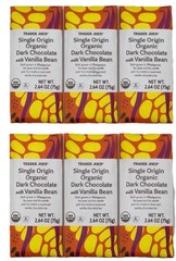 6 X Trader Joe’s Single Origin Organic Dark Chocolate Bar Vanilla Bean 3.5 oz