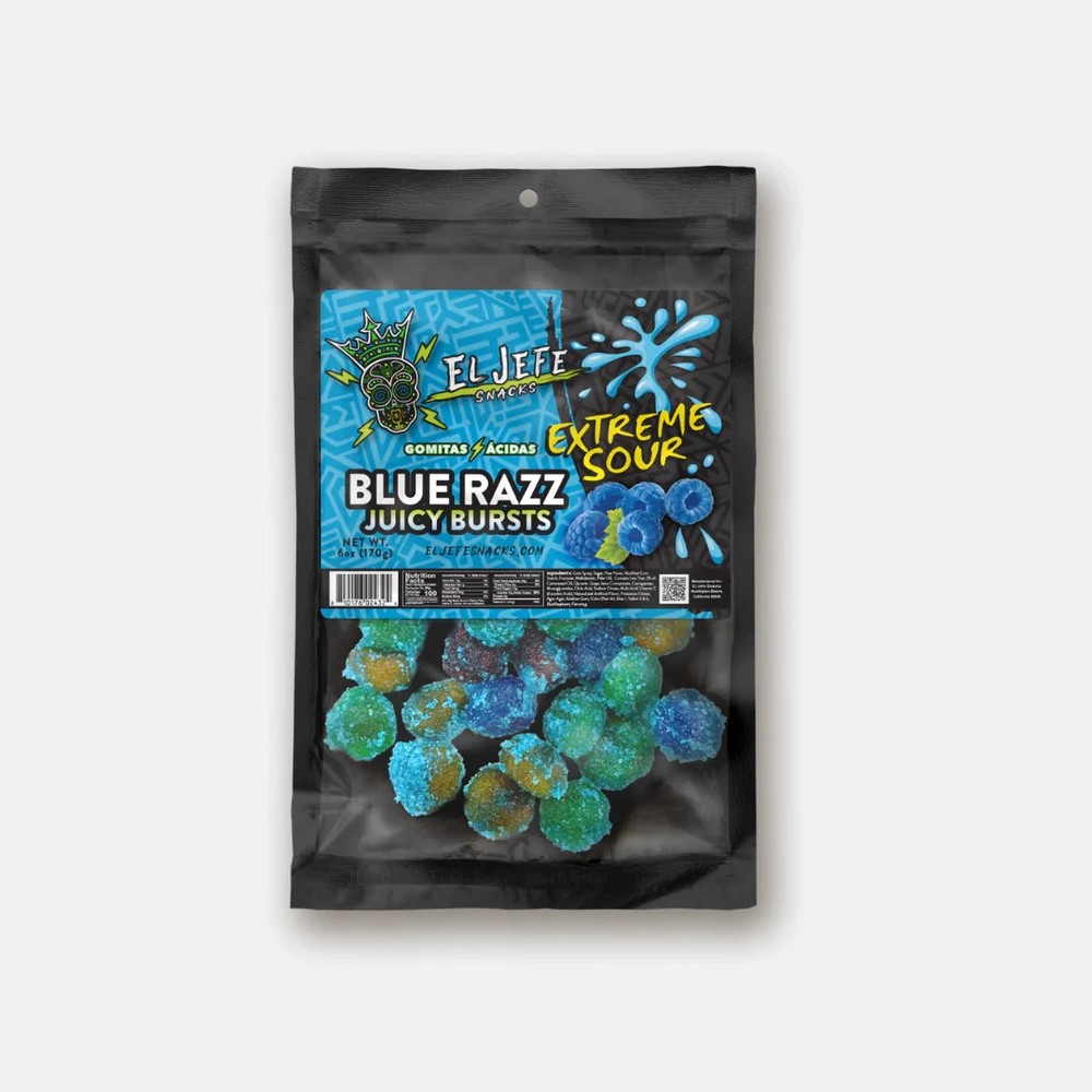 El Jefe Snacks Extreme Sour Blue Razz Juicy Bursts