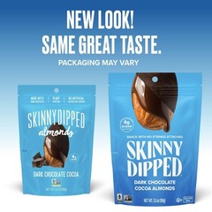 SkinnyDipped Dark Chocolate Candy Cocoa Almonds Snack Bag 3.5oz (10 Pack)