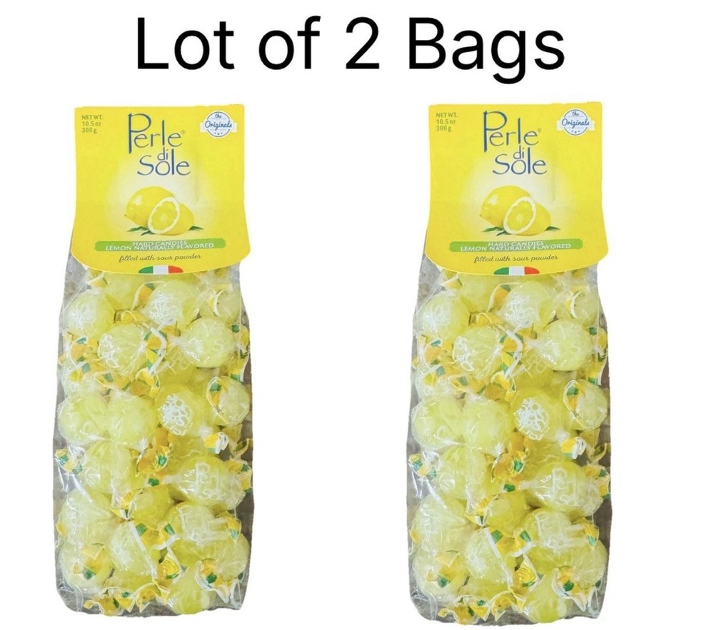 2 Bags 10.5 Oz Ea/ 21 Oz Total Perle Di Sole Hard Candies Lemon Flavored