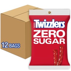 Kosher Zero Sugar Twists Strawberry Chewy Candy 12 Bags