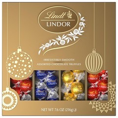 Gourmet LINDOR Truffles Gift Box: Assorted Milk, Dark, White Chocolates, 7.6 oz.
