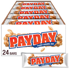 PayDay Peanut Caramel Candy Bars 24 Pack 1.85oz Each Full Size Snack Bulk Box