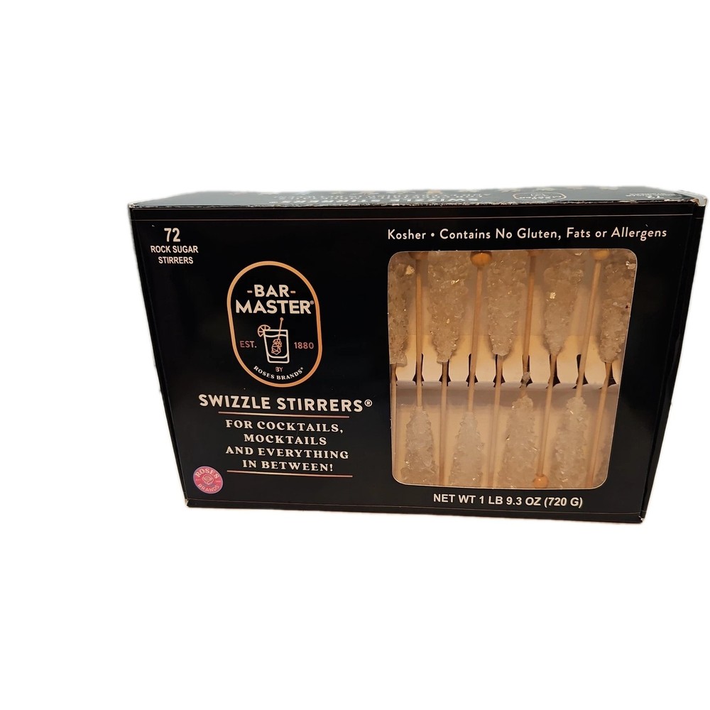 72 PC CASE ROSES BRANDS WHITE NATURAL SUGAR CANE ROCK CANDY SWIZZLE STIR STICKS