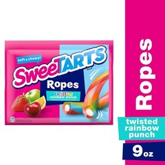 Ropes, Candy, Twisted Rainbow Punch, Soft and Chewy, 9 oz Pack of 3