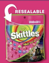 NEW Skittles Candy 7.2 oz. Sour Wild Berry Resealable Bag Grab n Go Size Wicked