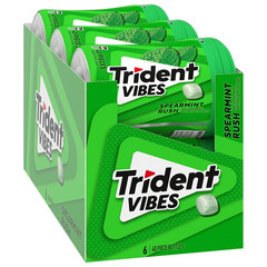 Vibes Spearmint Rush Sugar-Free Chewing Gum, 6 Bottles of 40 Pieces (240 Total P