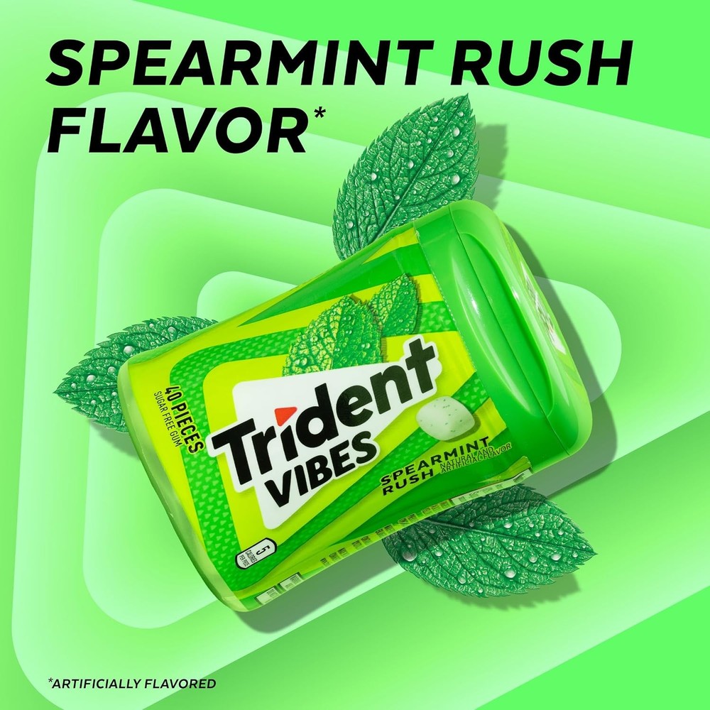 Trident Chewing Gum, Spearmint Rush, 40.0 ea