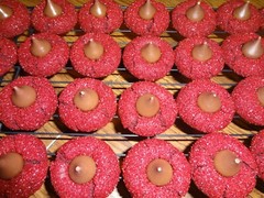 GLISTENING HOMEMADE RED VELVET PEANUT BUTTER KISS COOKIES (30 COOKIES)