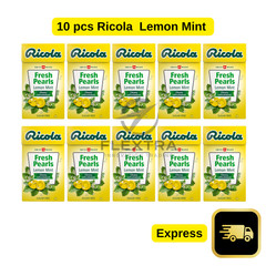 10 pcs Ricola Herbal Sugar Free Fresh Pearls Lemon Mint Chewy Refreshment (25g)