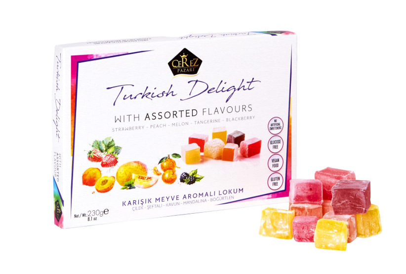 Cerez Pazari Turkish Delights, Assorted Vegan Candy, No Nuts, 8.1 Oz Gift Box