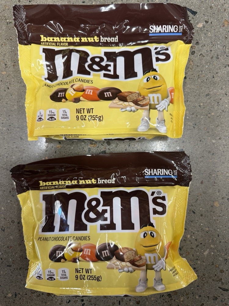 2x Bags M&M’s Banana Nut 9oz Sharing Size Bags – Limited Edition 12/2026