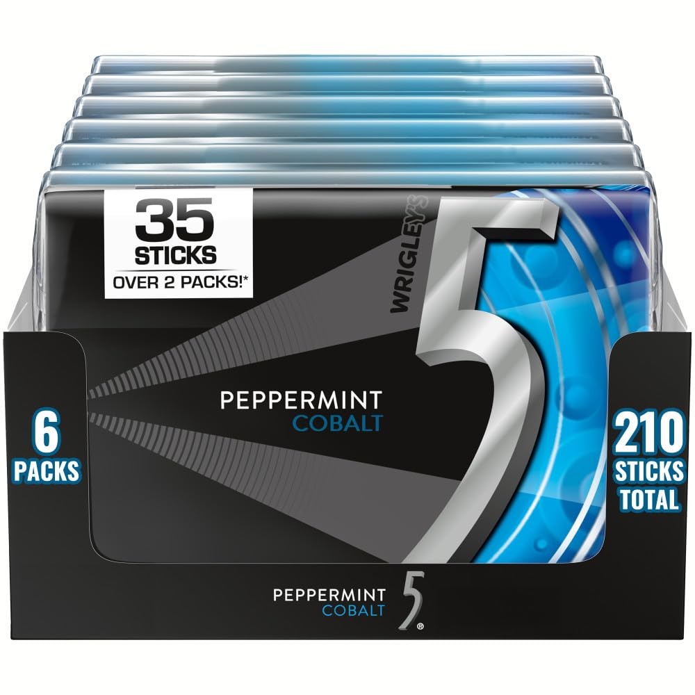 5 GUM Peppermint Cobalt Sugar Free Chewing Gum 210 Count (Pack of 1), Blue