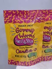 4 Pack Trader Joe’s Sweet & Sour Gummy Worms Candies 5 oz ea Gummies High Fiber