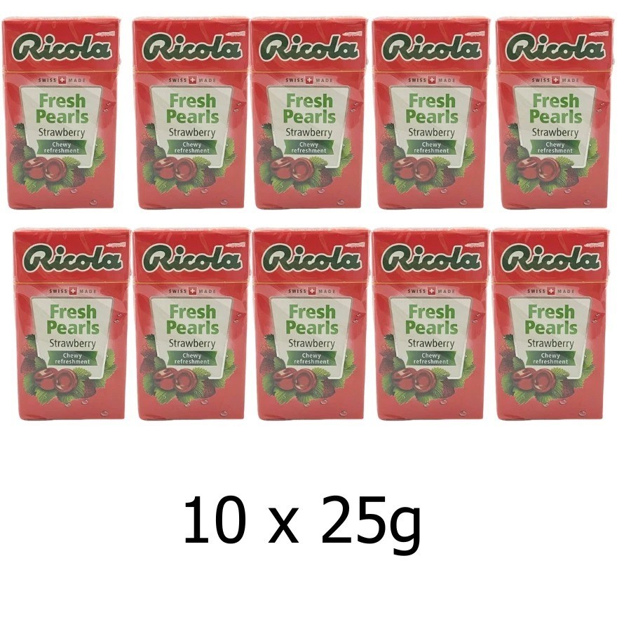 10 X 25g Ricola Fresh Pearls Strawberry Sugar-Free Herbal Candy DHL SHIPPING