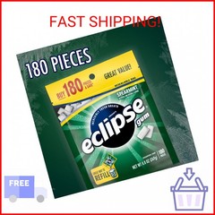 ECLIPSE Spearmint Chewing Gum Sugar Free, Mint Gum Bulk Pack, 8.8 Ounce (180 Pie