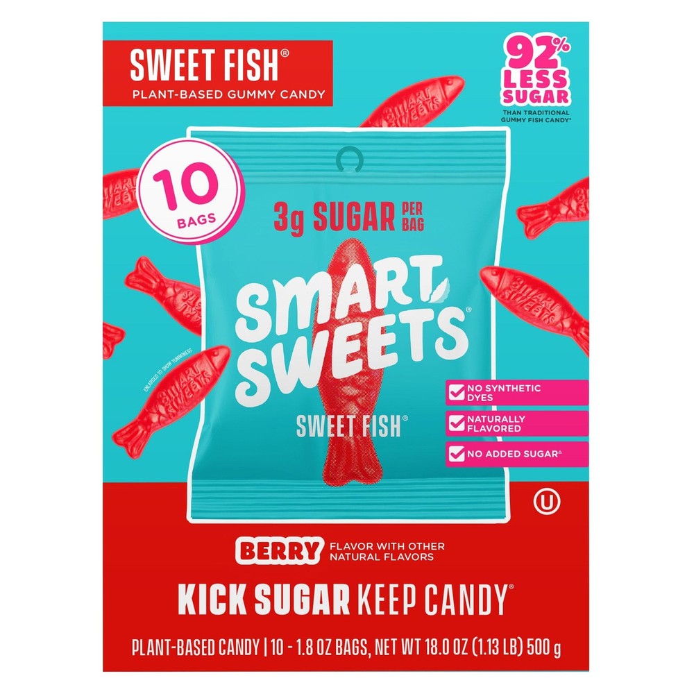 SmartSweets Sweet Fish Plant-Based Gummy Candy, 1.8 oz, 10-count