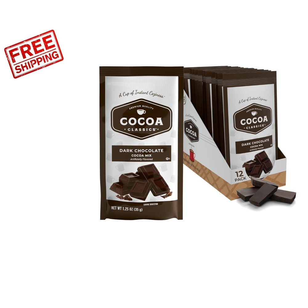 Versatile Dark Chocolate Cocoa Mix for Any Occasion – Hot or Iced, 12 Pack