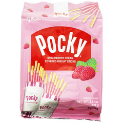 (4 pack) Glico Strawberry Cream Covered Biscuit Sticks, 3.81 Oz, 9 Count