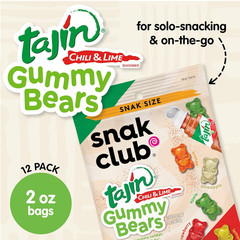 Tajin Gummy Bears, Assorted Fruit Candy Gummies with Chili and Lime Seasoning, M