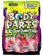 14.53oz/55ct FRANKFORD Gummy Candy BODY PARTS Halloween 5 Gruesome Shapes x.4/27