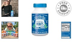 Zellie’s 100% Xylitol Cool Mint Breath Mints – 250 Count Jar, & Kosher