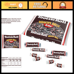 Mega Mix Tootsie Rolls – 4 lb Bag of Classic Chocolate Candy, Assorted Shapes &
