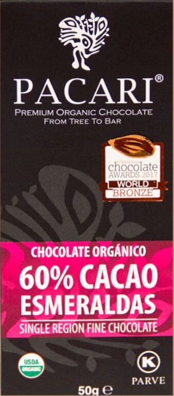 Pacari Esmeraldas 60% Cacao Chocolate Bar – 1.76 oz. – 50 g.