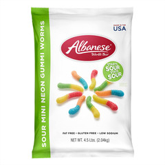World’S Best Sour Mini Neon Gummi Worms | 4.5Lbs of Candy | 5 Super Sour Flavors