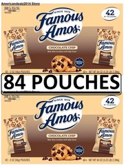 84 Pouches -Famous Amos Chocolate Chip Cookies 2 oz (Total 168 oz) FRESH