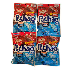 UHA Mikakuto Japan Puchao Chewy Candy: Ramune & Cola 3.53oz – Pack of Four (4)