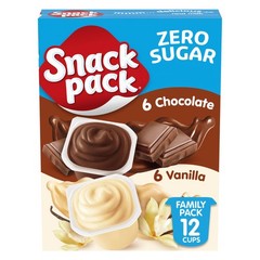Snack Pack Zero Sugar Chocolate and Vanilla Flavored 12 Count (Pack of 1)