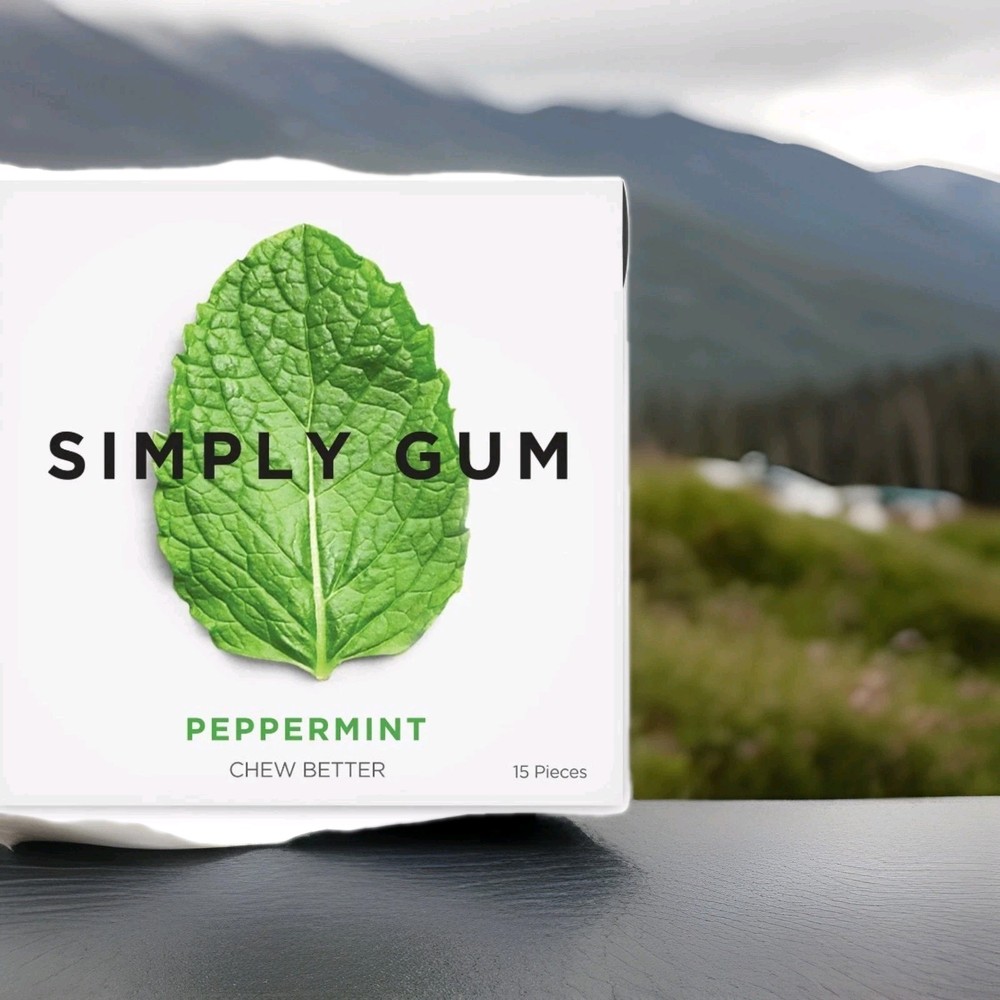 Simply Gum Peppermint Pack of 6 – 90 Pieces Total Plastic Free Aspartame Free