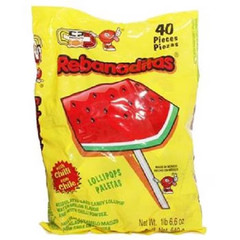 Vero Rebanaditos Watermelon Lollipops Chili Powder Mexican Candy 40 Count Bag