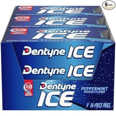 Dentyne Ice Peppermint Sugar Free Gum, 16 Count, Pack of 9 16 Count (Pack of 9)