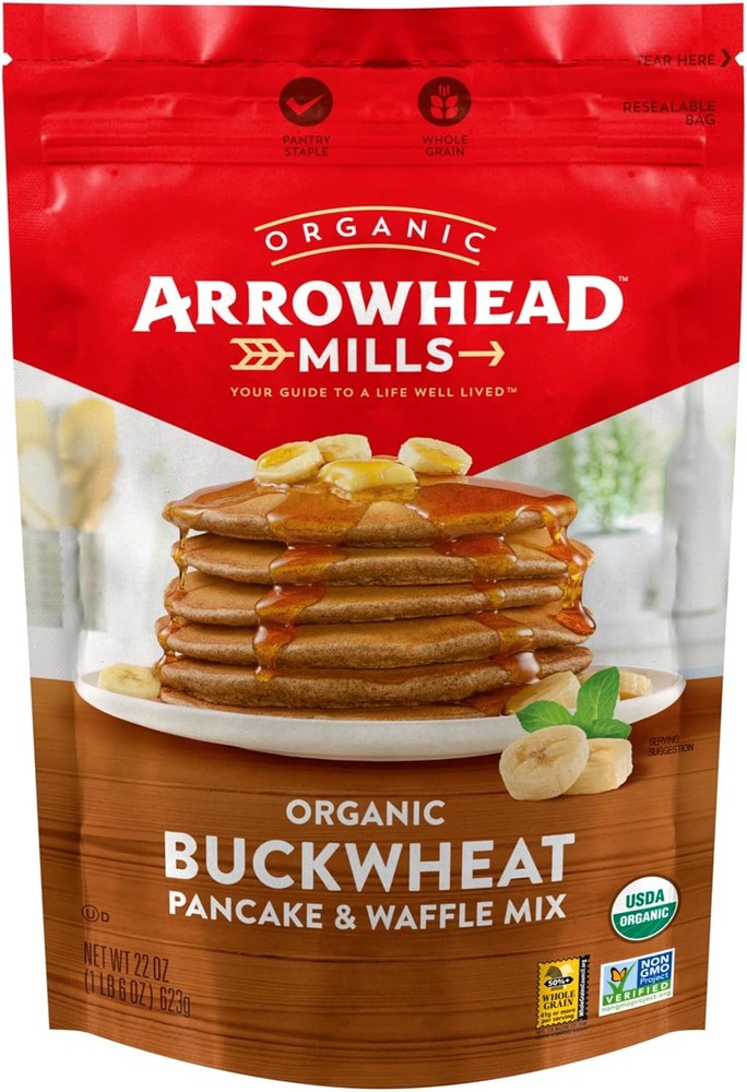 Arrowhead Mills, Organic Pancake & Waffle Mix Buckwheat, 22 Oz
