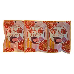 Ogontoh Japanese Akashiso Ume Candy 1.6oz / 47.4g each (Pack of Three)