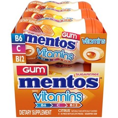 Mentos Gum Sugar Free Chewing Gum with Xylitol, Citrus Flavor, 6 Bottle